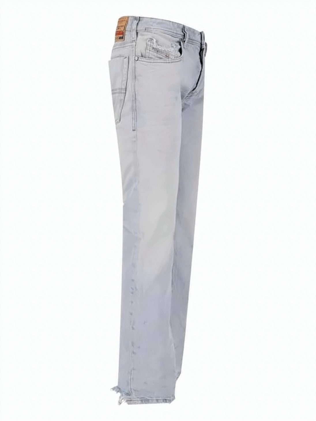 Light-Washed Denim Flared Pants with Raw Hems