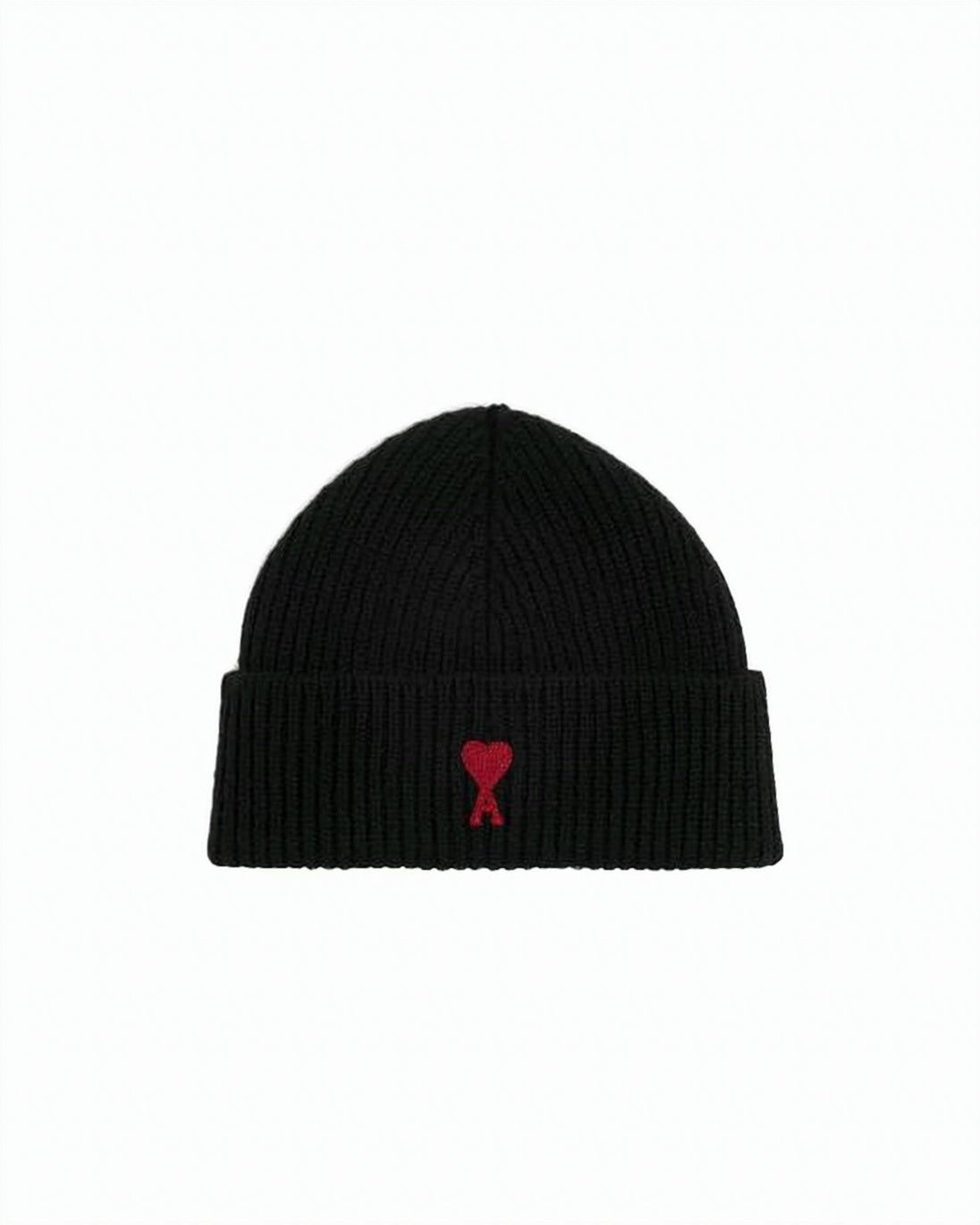 Ribbed Knit Beanie With Embroidered Heart Detail