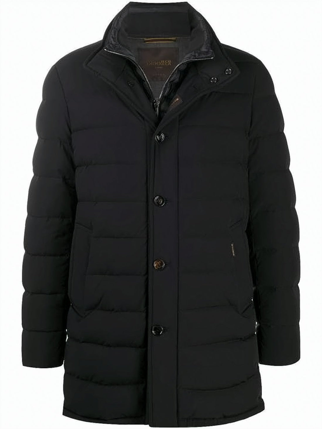 Quilted Down Jacket with Stand Collar and Button Closure