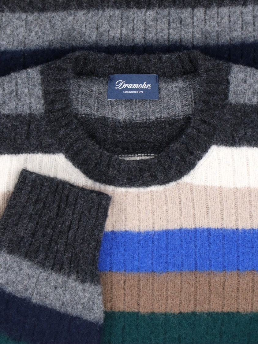 Multicolour Textured Knit Sweater With Ribbed Detailing