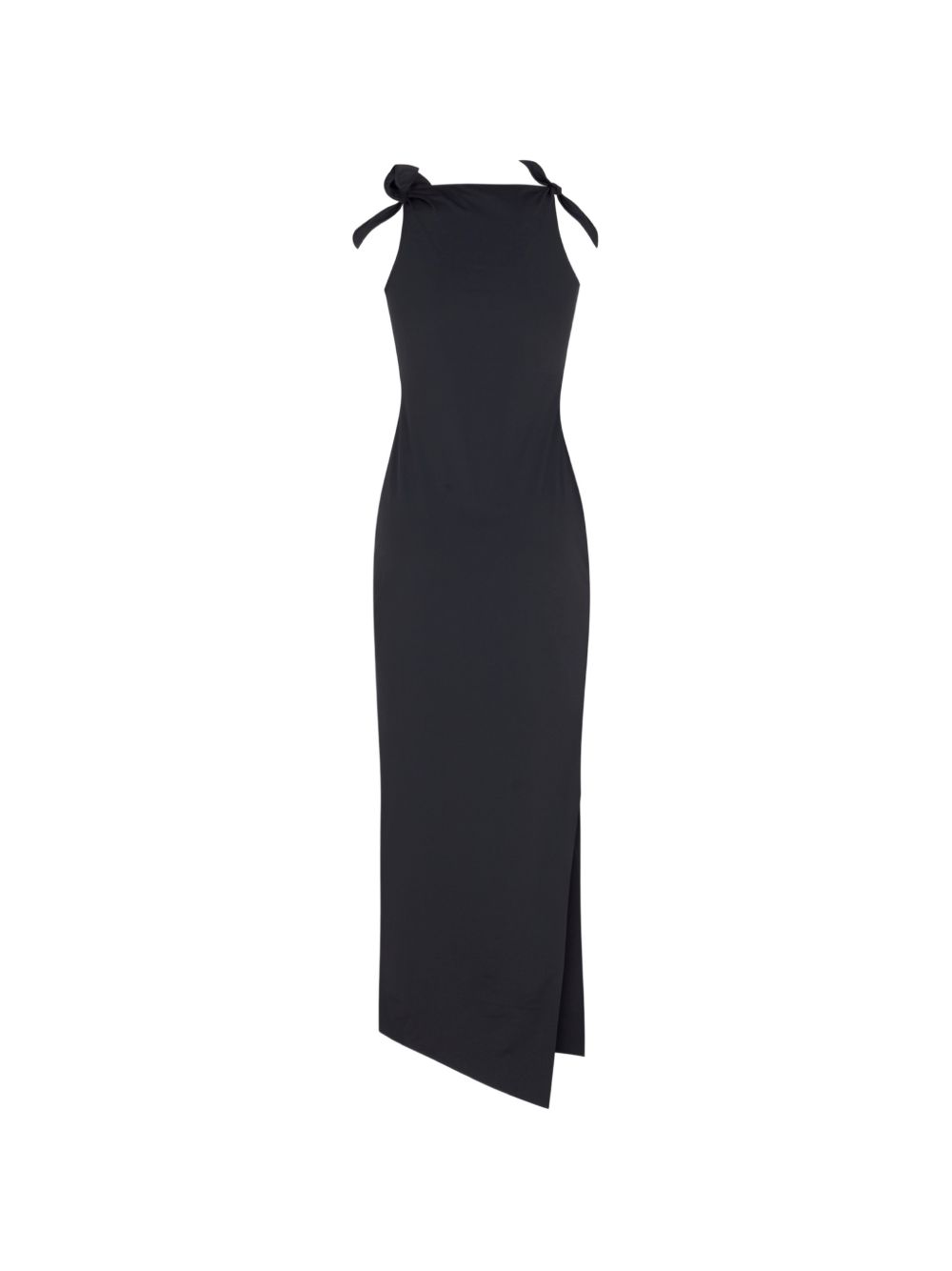 Asymmetrical Midi Dress With Rosette Detail