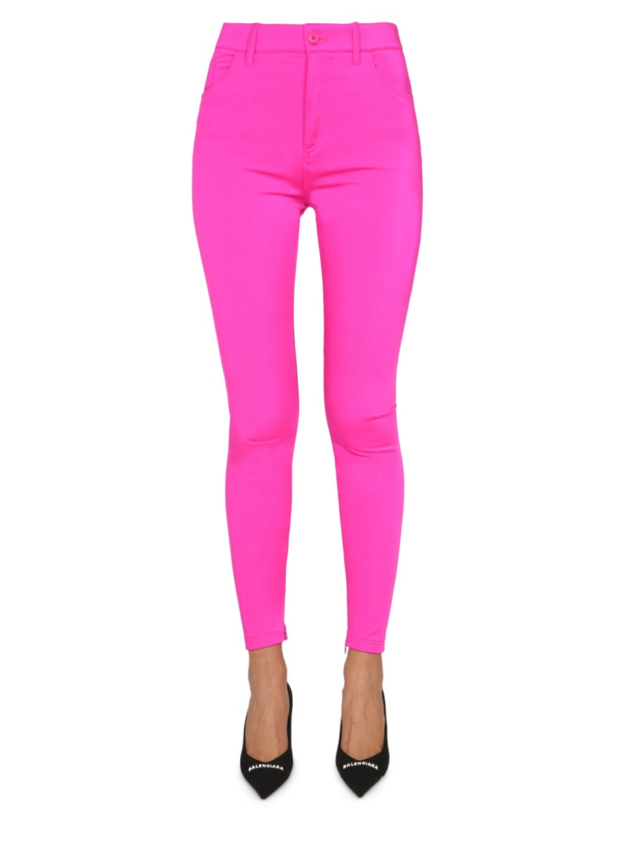 Sculpted Black Nylon Leggings with Belt Loop Detail