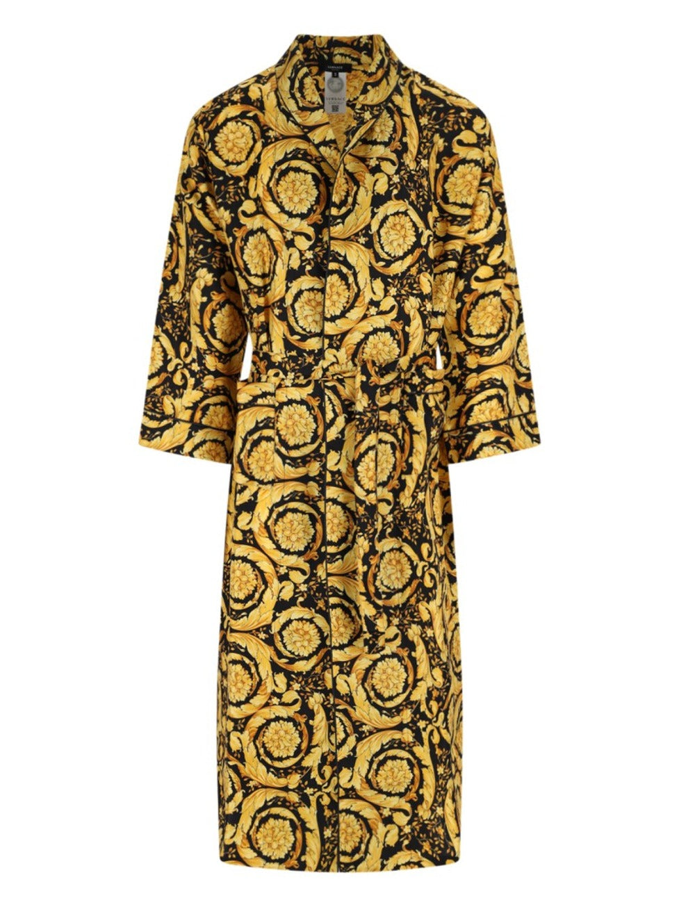 "Barocco" Silk Robe – Black/Yellow