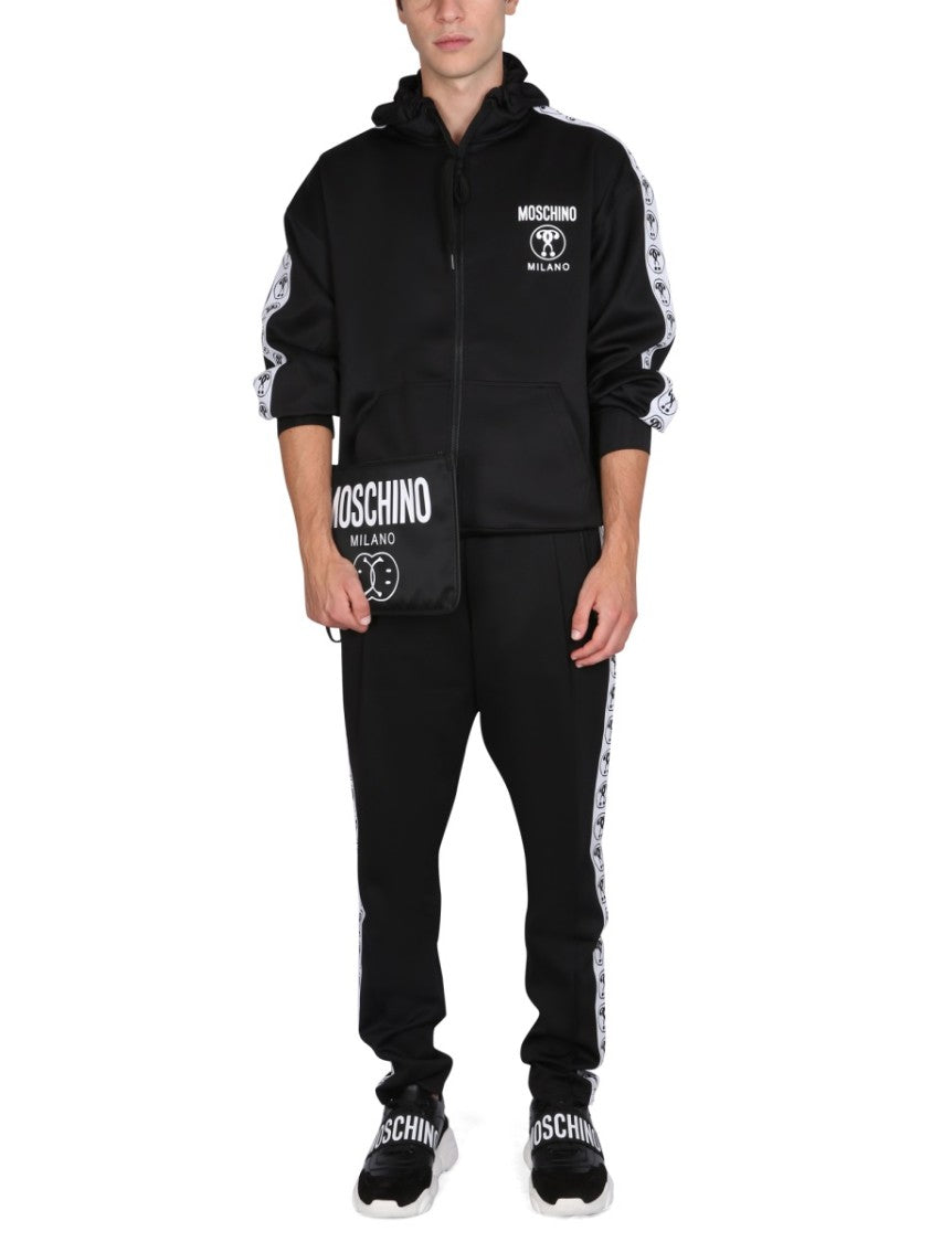 Full-Zip Black Sweatshirt With Logo Accents