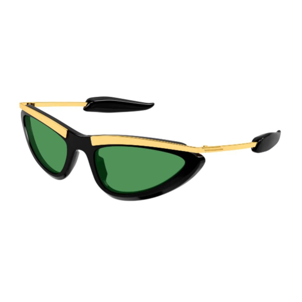 Cat-Eye Frame Sunglasses With Gold Accents And Green Lenses