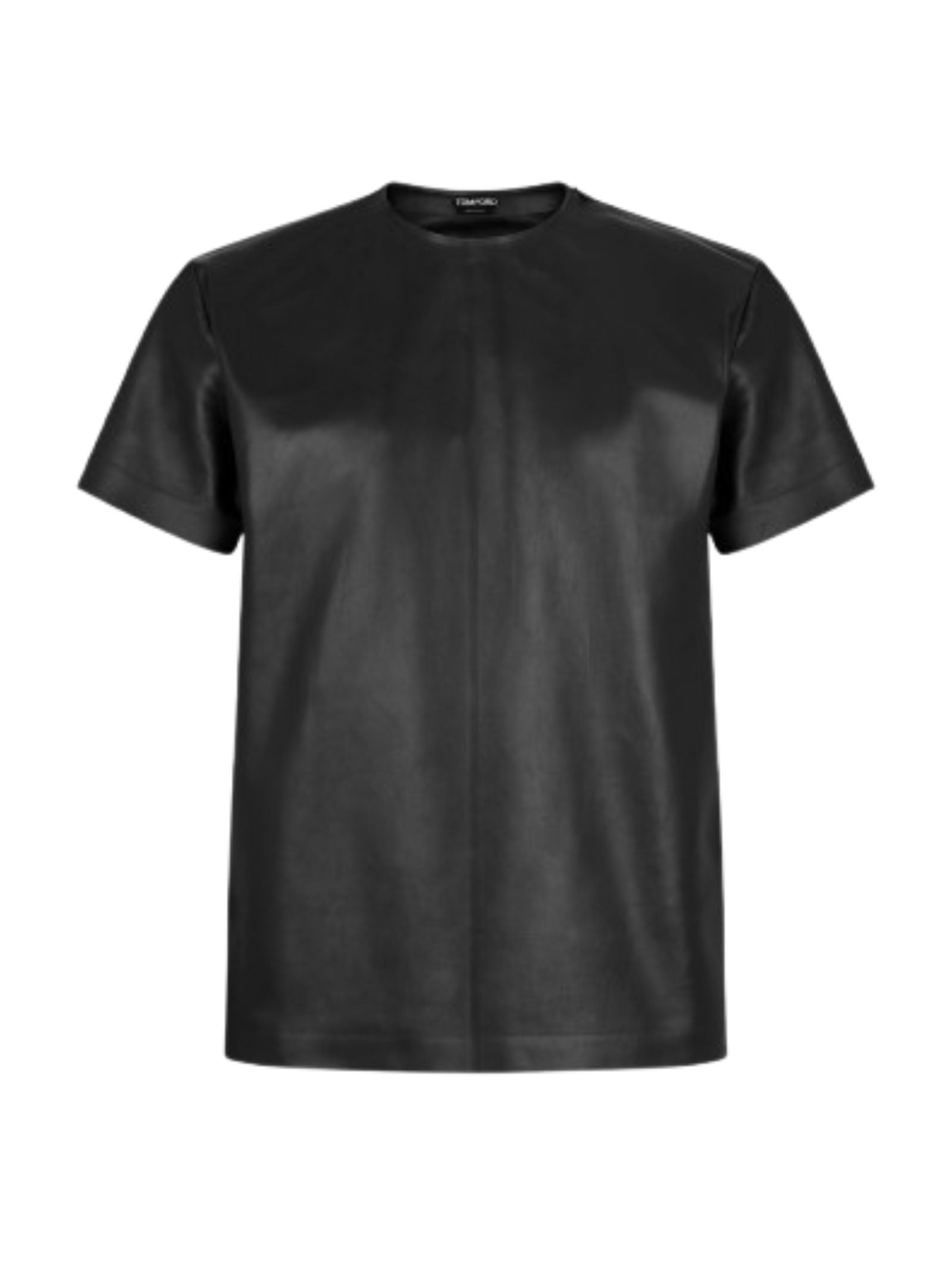 Short-Sleeved Crewneck T-Shirt In Plongé Nappa Leather