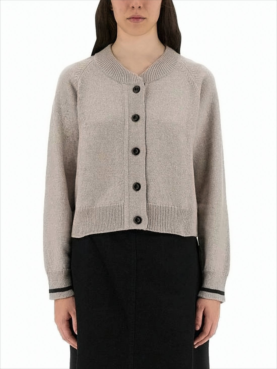 Cropped Cardigan with Round Neckline