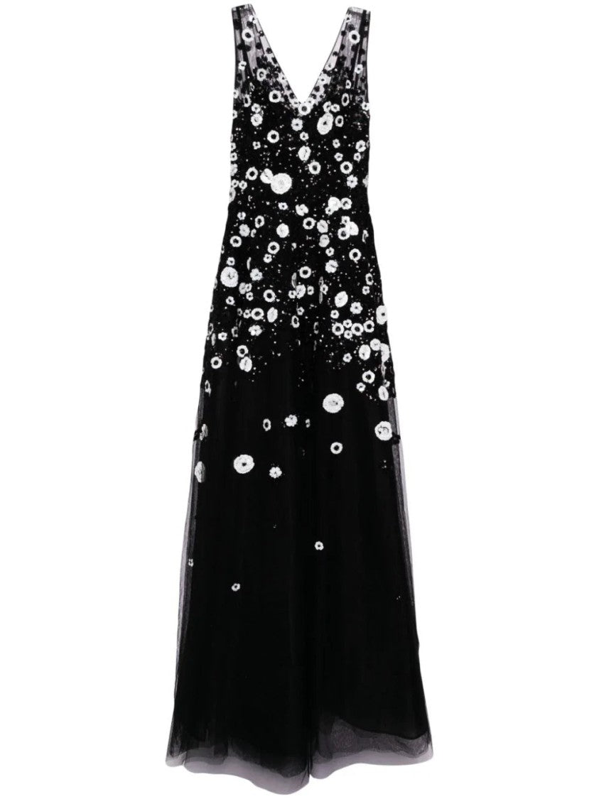 Tulle, Ankle Length Dress With Dotted Beading