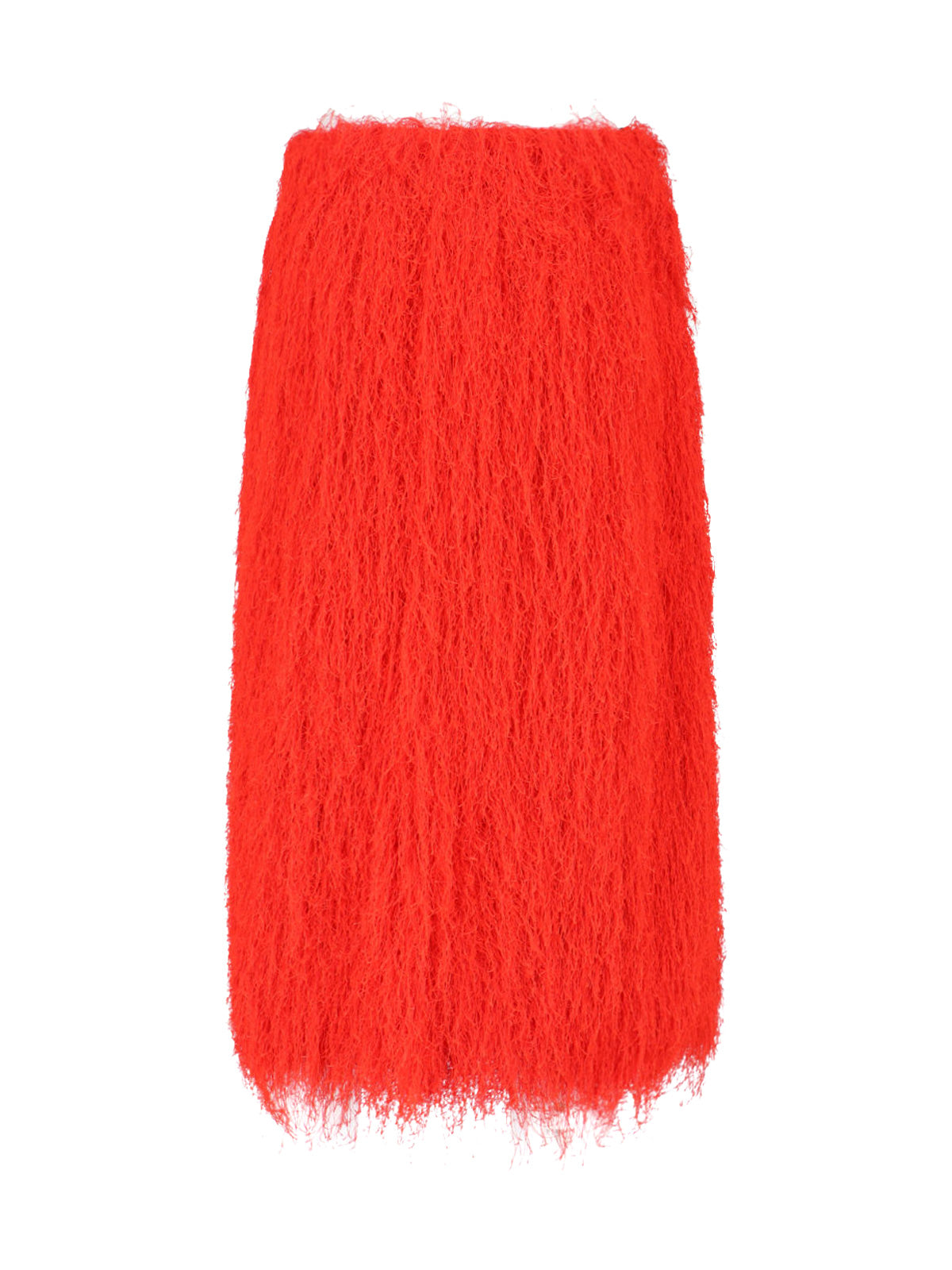 Red Sokna Fringe Textured Midi Skirt