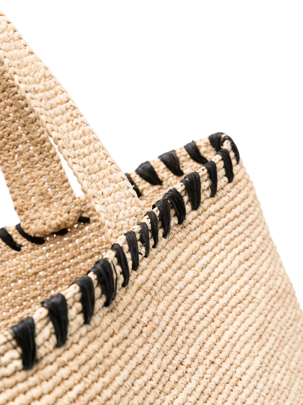 Embroidered Raffia Tote Bag
