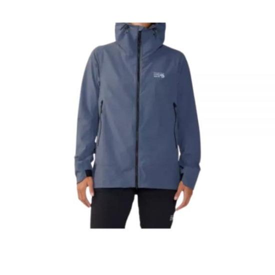 Hooded Minimalist Blue Jacket With Functional Design