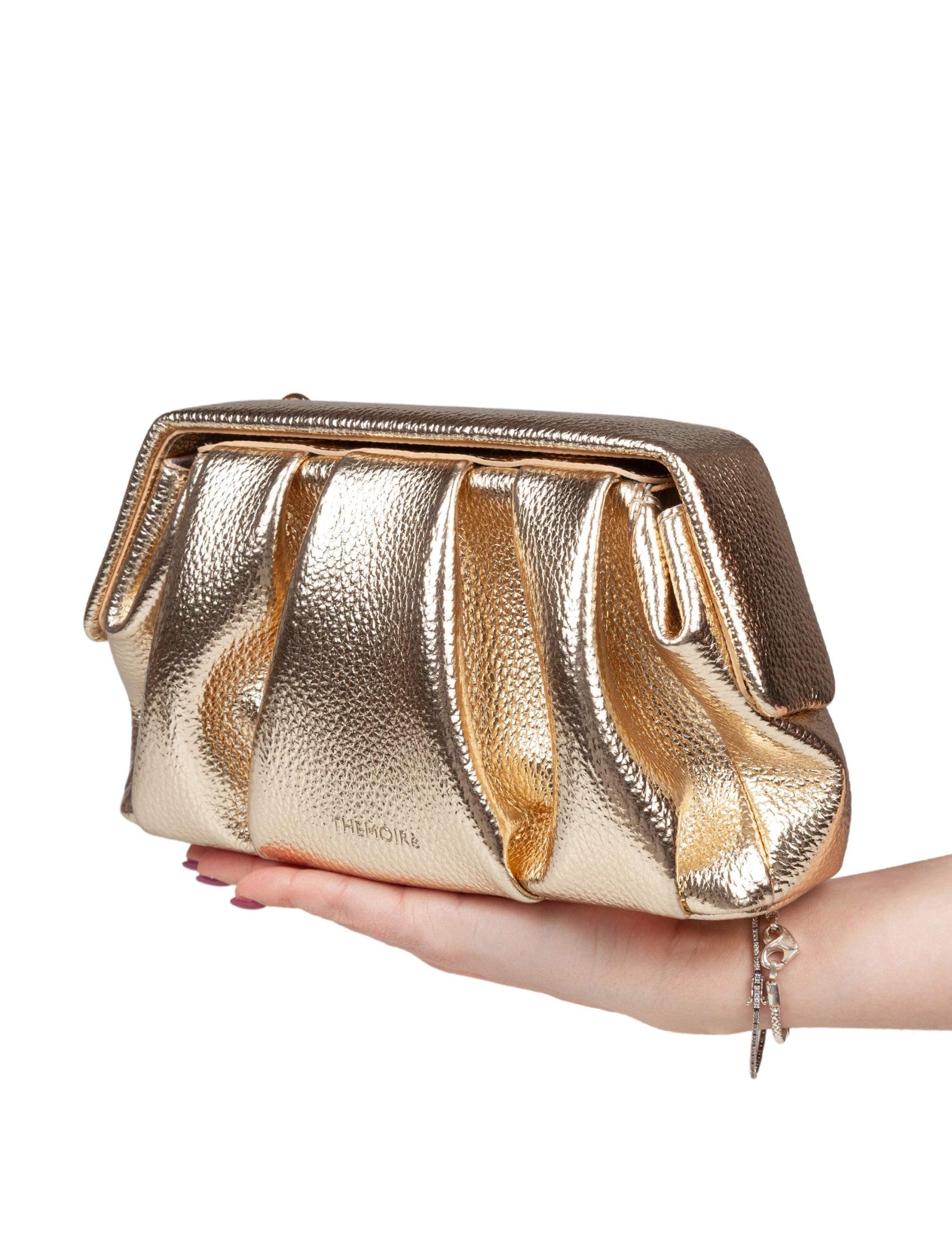 Structured Metallic Gold Vegan Leather Handbag