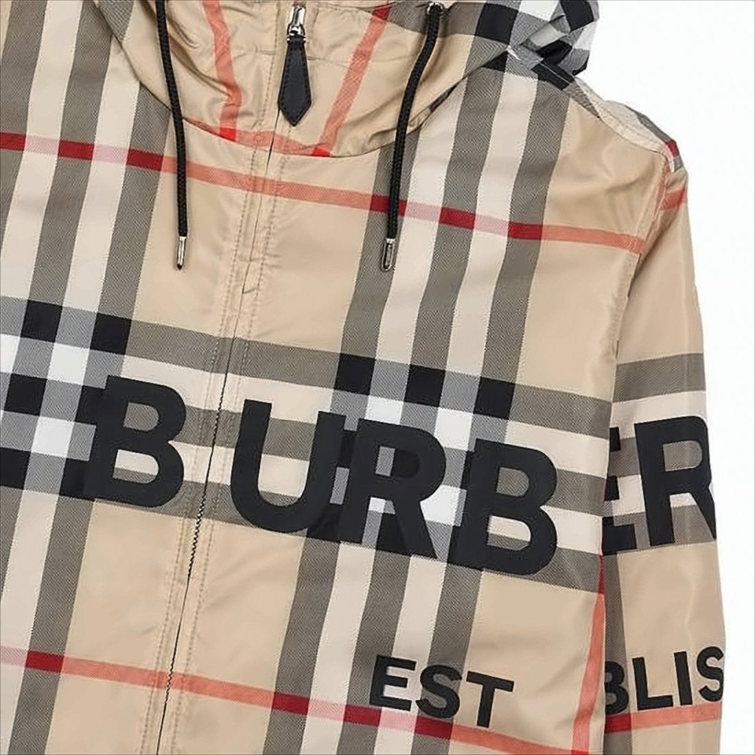 Checkered Hooded Jacket with Adjustable Drawstrings