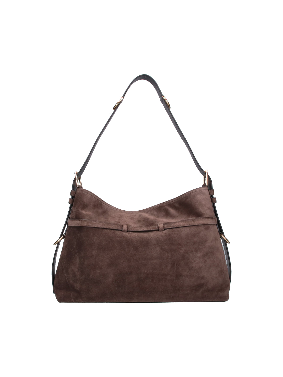 Brown Voyou Suede Medium Shoulder Bag