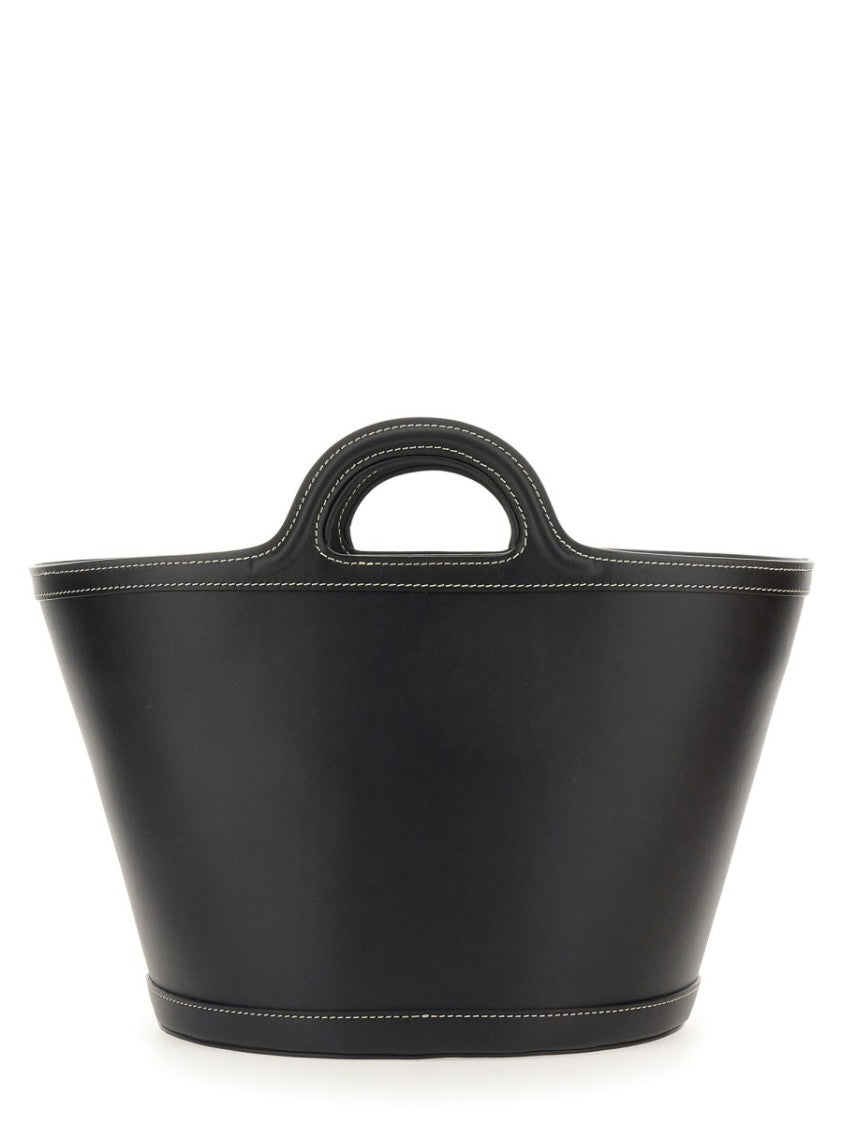 Structured Black Shoulder Bag With Double Top Handle