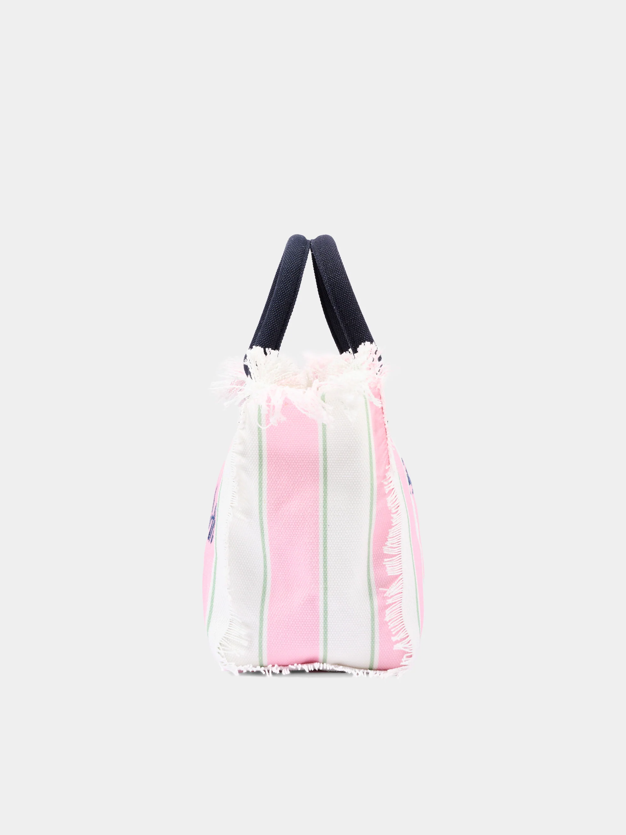 Beach-Inspired Striped Tote Bag with Fringed Edges