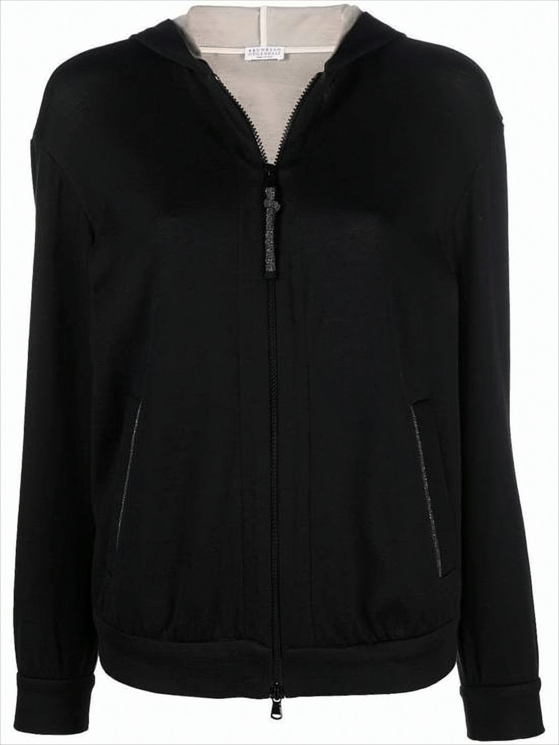 Long-Sleeve Zip-Up Hoodie In Semi-Sheer Fabric