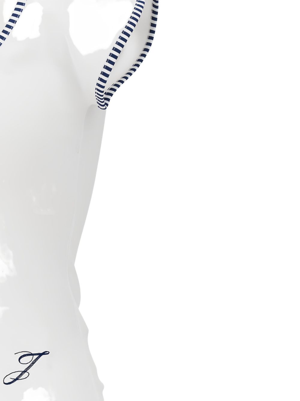 White Striped Trim Fitted Short-Sleeved Top