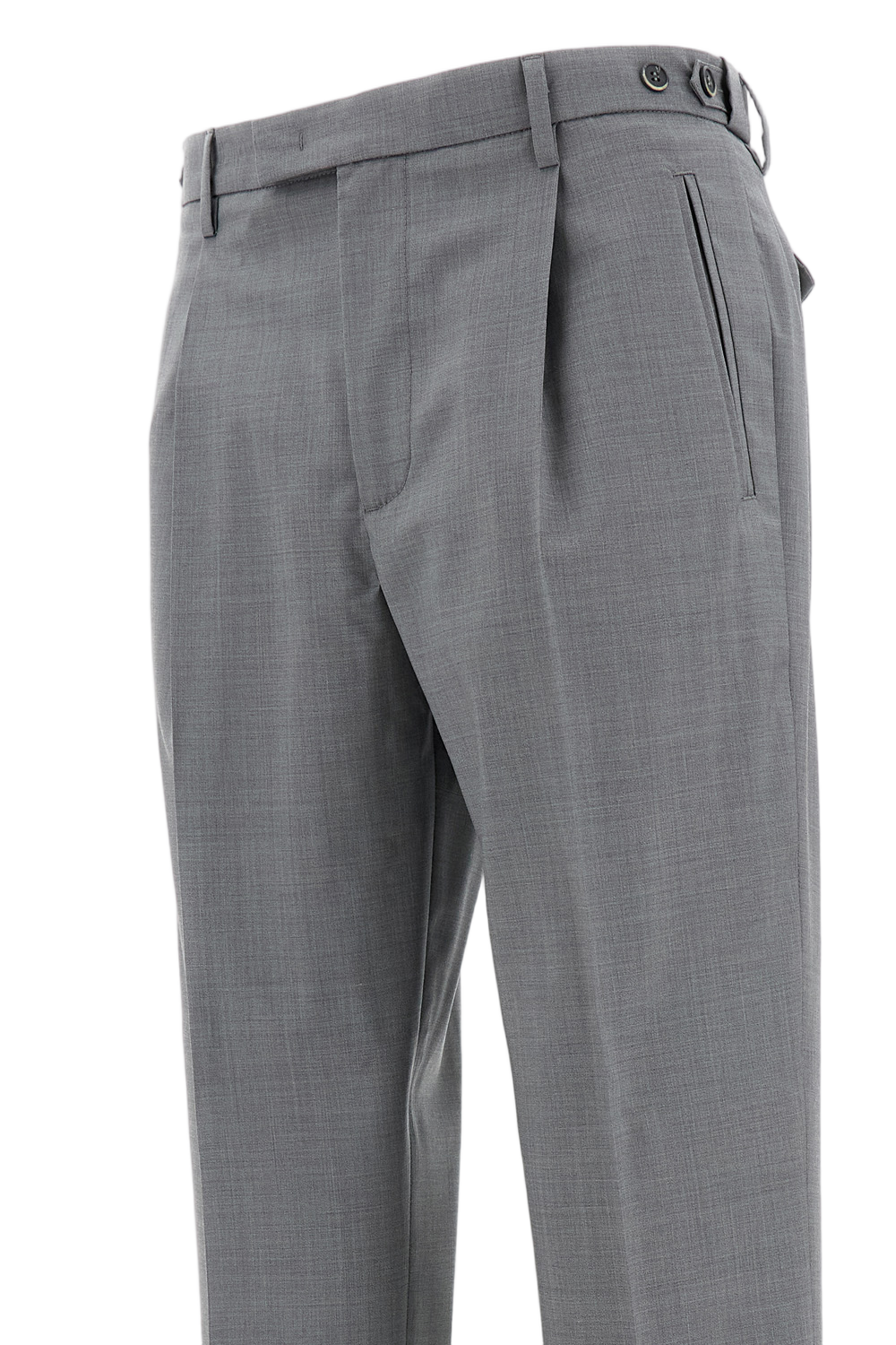 High-Rise Tapered Trousers with Pleated Leg Construction