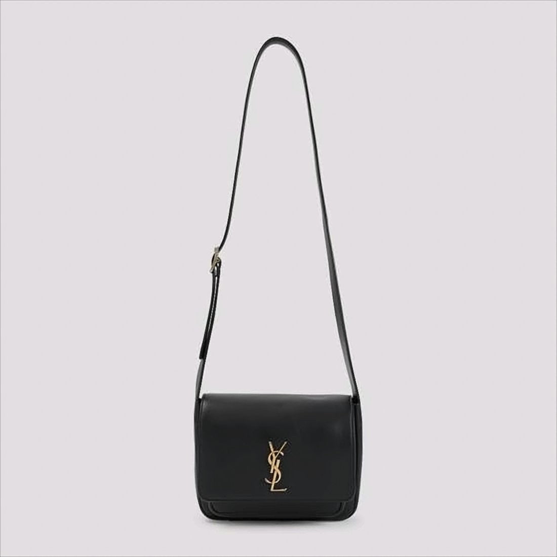 Structured Leather Shoulder Bag with Metallic Logo Emblem