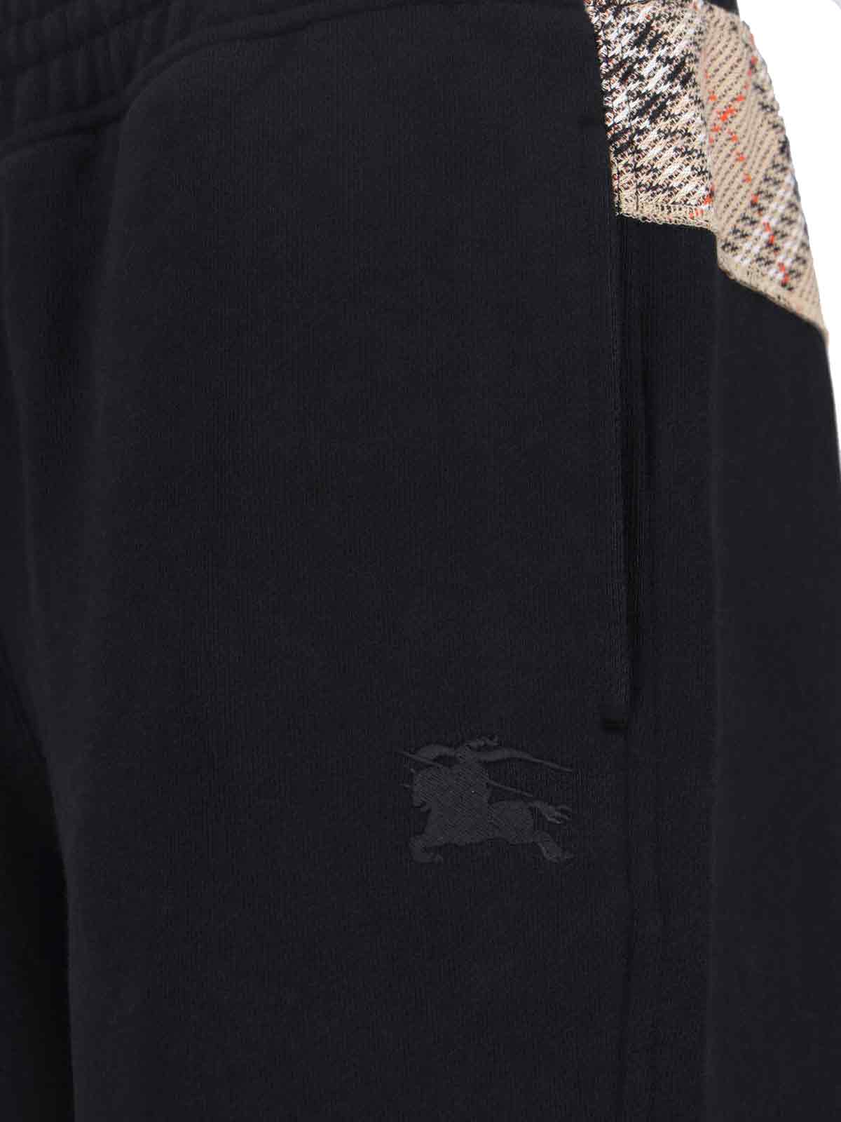 "Check" Tracksuit Bottoms In Black Cotton