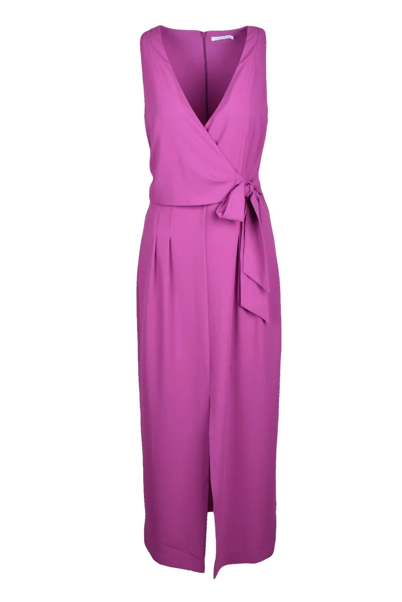 Sleeveless Purple Midi Dress with V-Neck