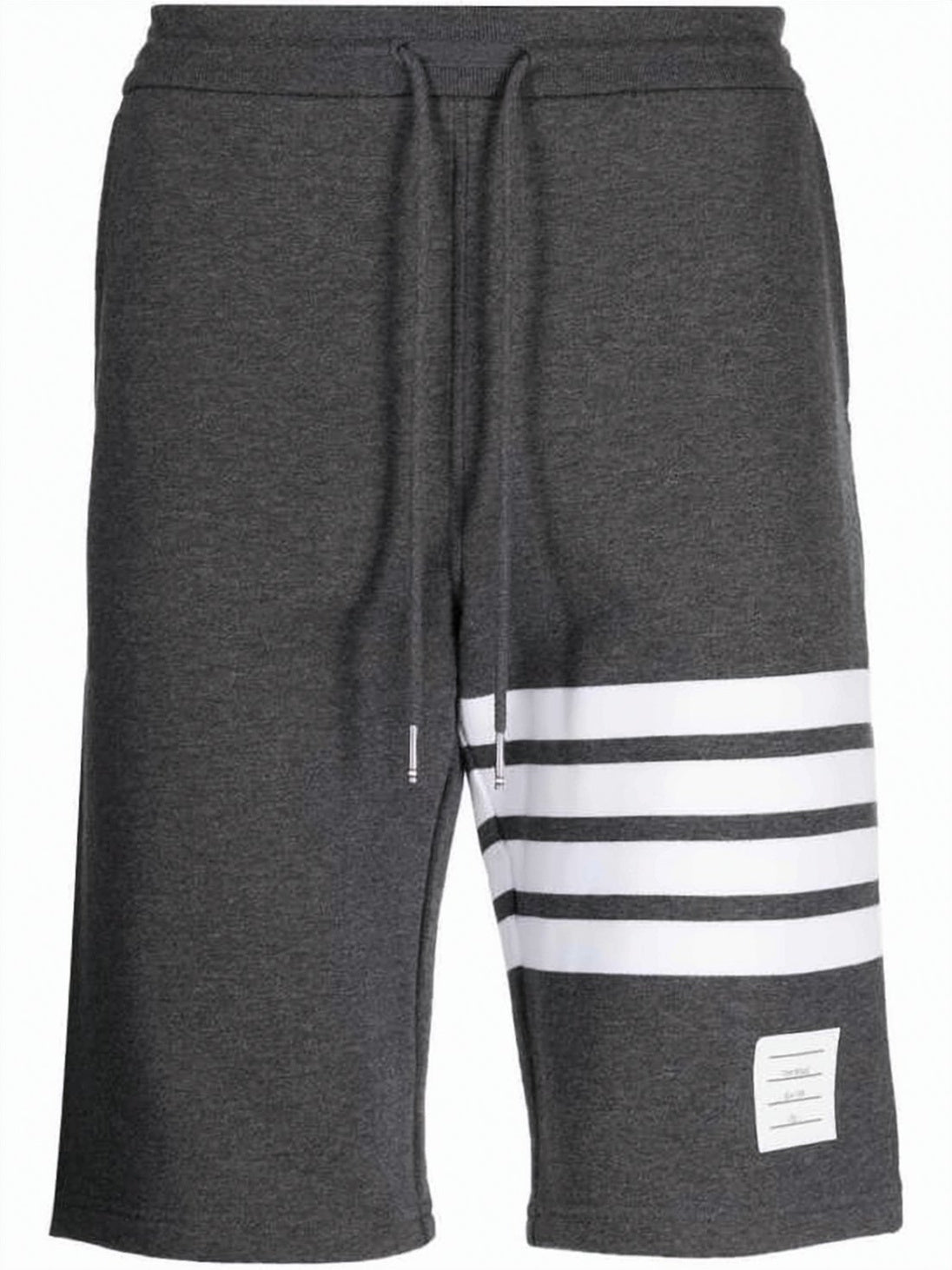 Drawstring Waist Dark Grey Shorts with Horizontal Stripes