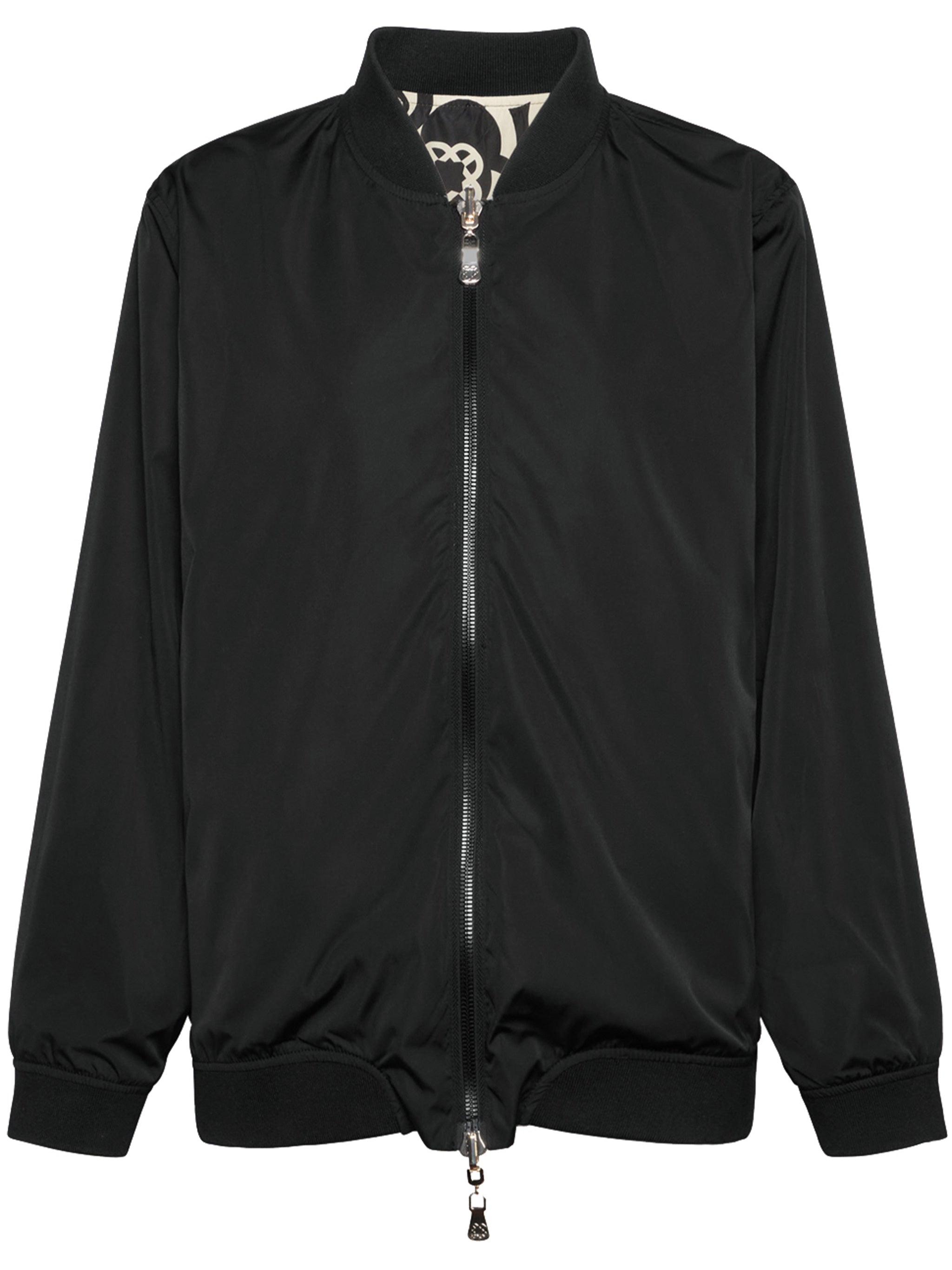 Reversible Geometric Pattern Zip Bomber Jacket