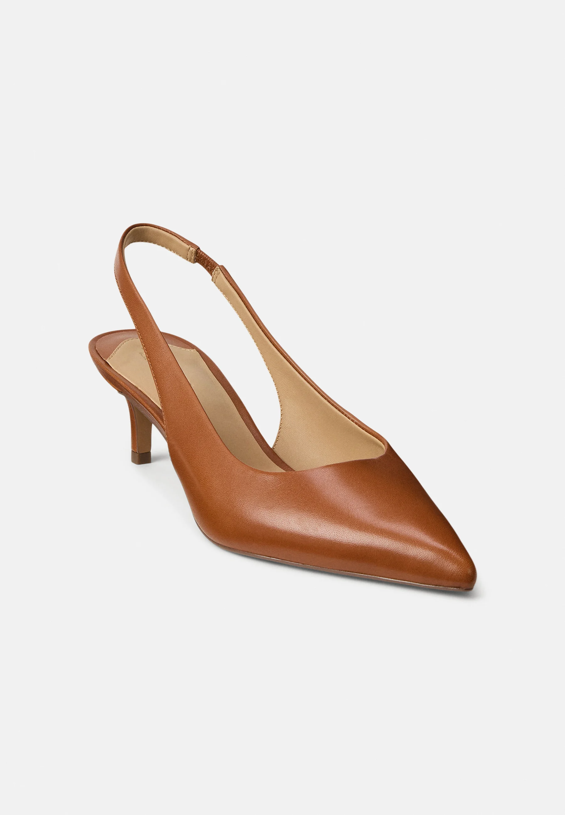 Brown Smooth Calf Slingback Pumps