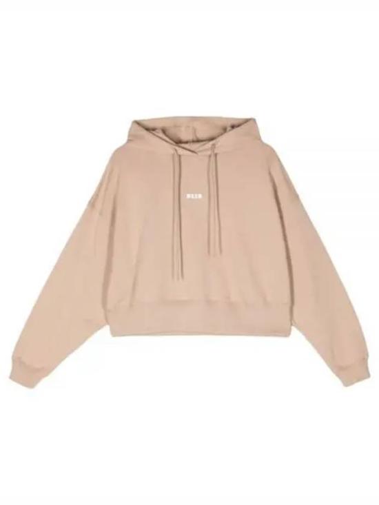 Cropped Hoodie With Drawstring Hood And Subtle Logo