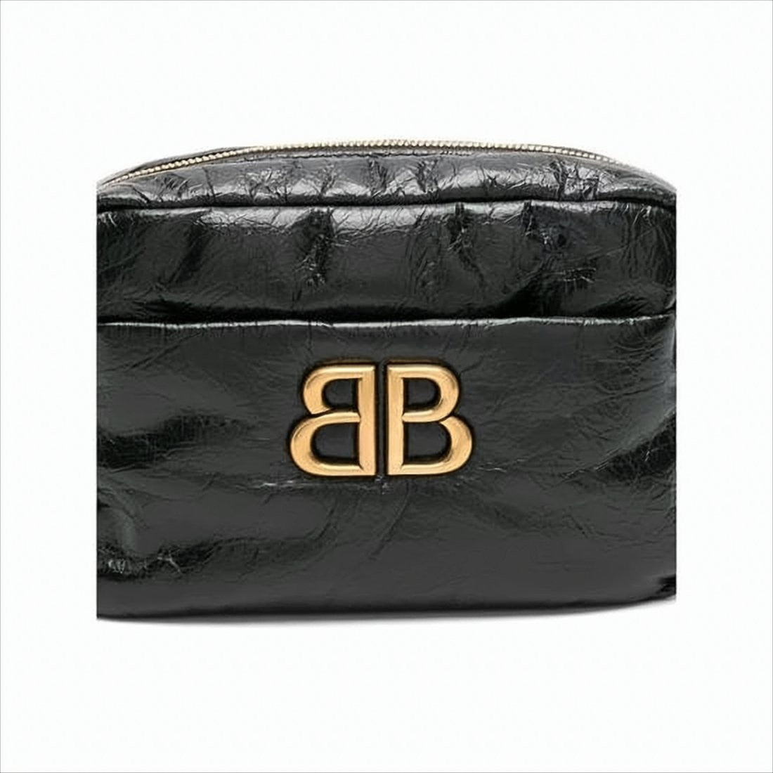 Compact Glossy Calf Leather Shoulder Bag With Double 'B' Logo