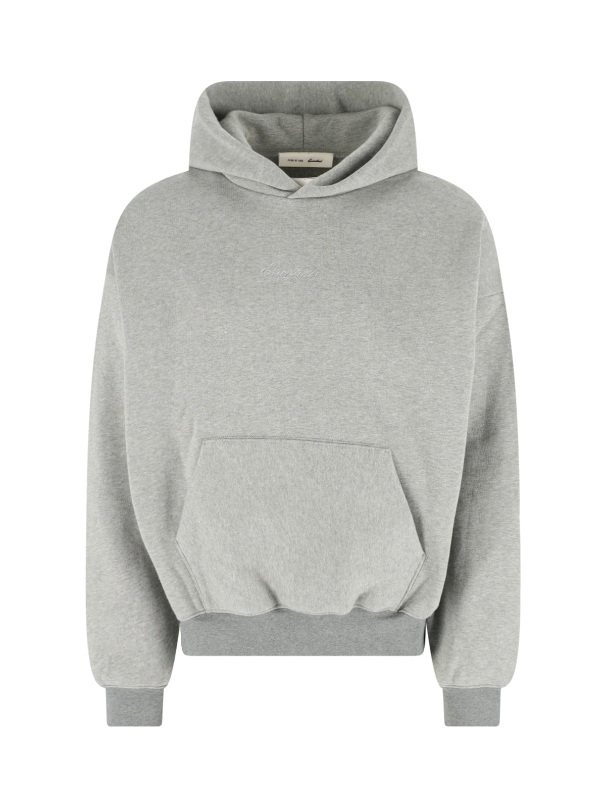 Grey Relaxed Cropped Kangaroo Pocket Hoodie