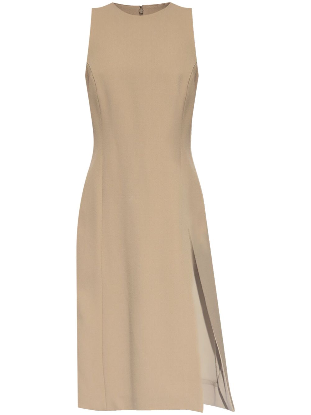 Beige Virgin Wool Midi Dress