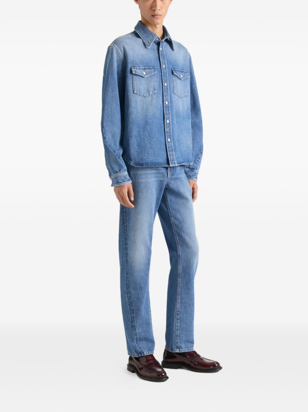 Denim Shirt with Classic Collar