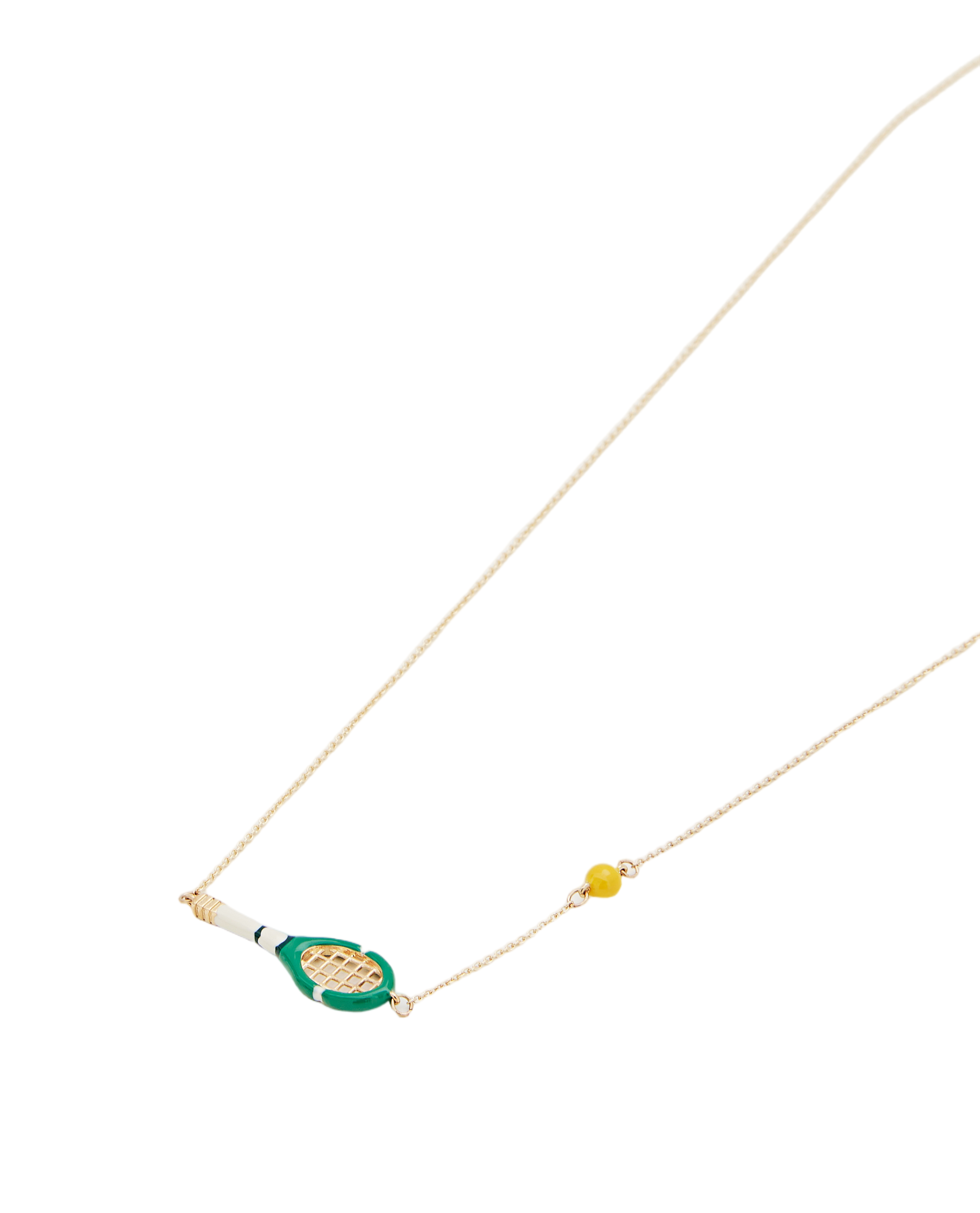 Gold/Green Tennis Pelota 9K Gold Necklace