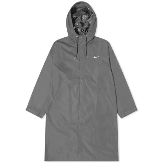 Hooded Raincoat with Button Closure and Side Pockets