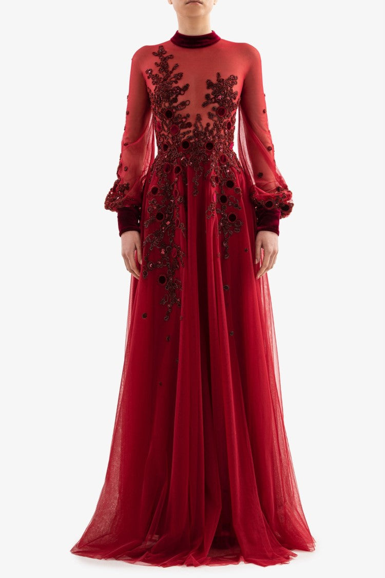 Embroidered Tulle Dress