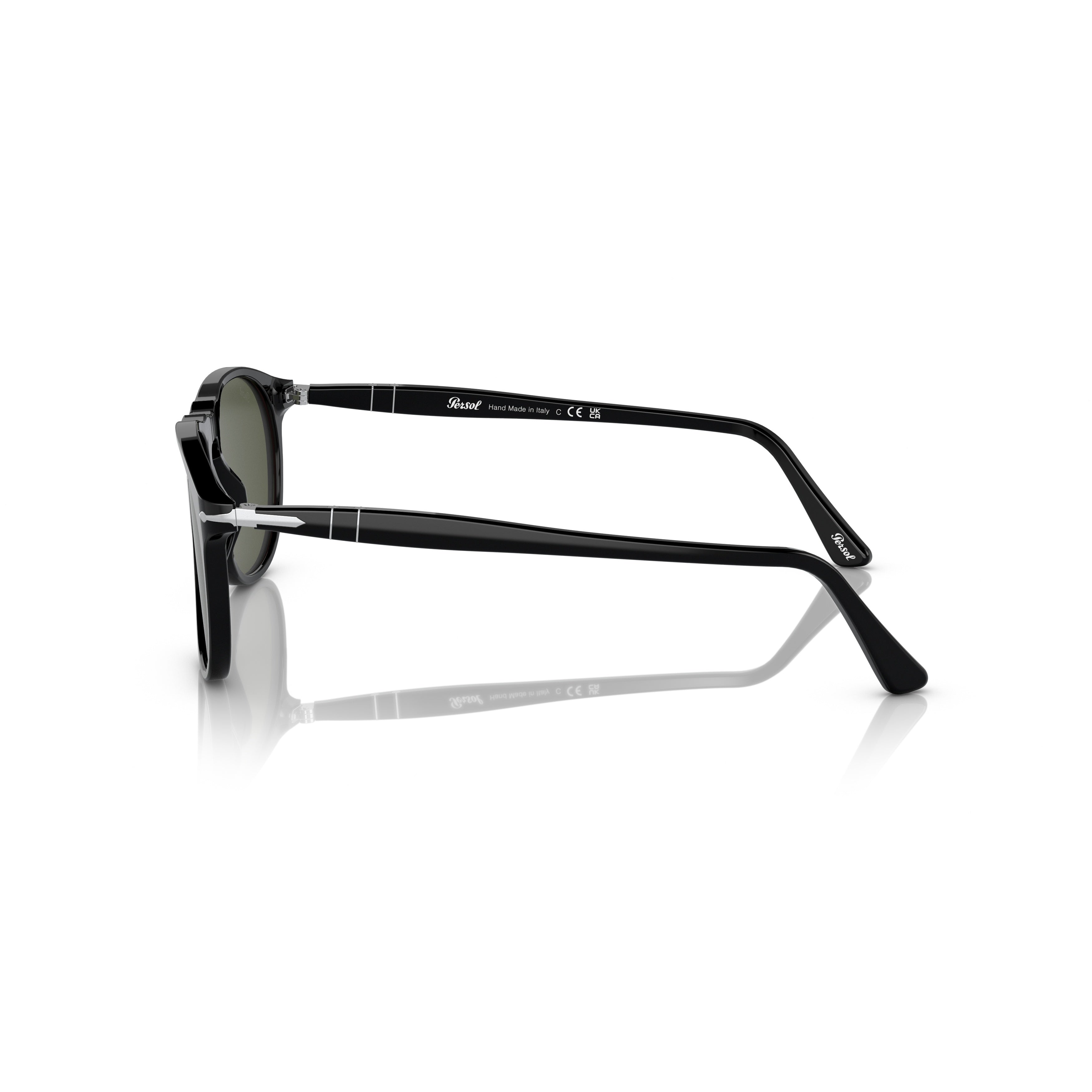 0po9649s Classic Aviator Sunglasses with Glossy Black Acetate Frame