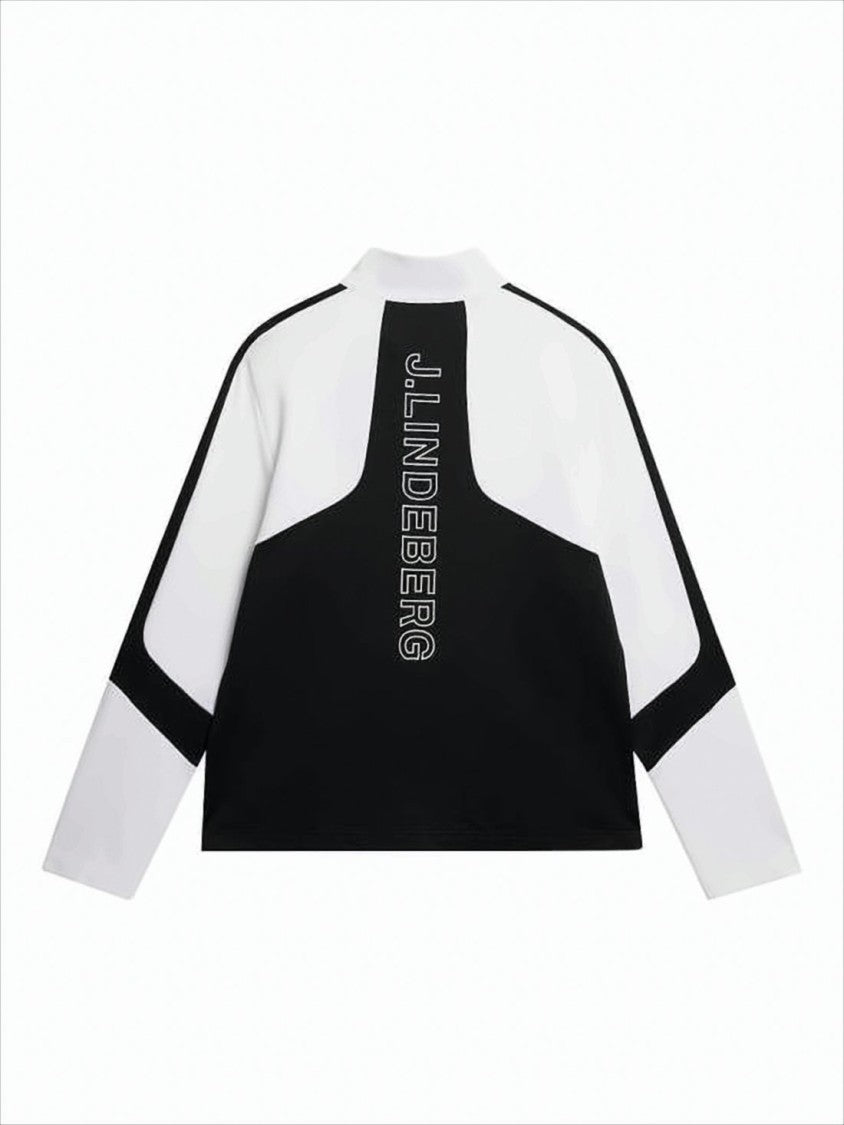 Long-Sleeve Color-Block T-Shirt with High Collar