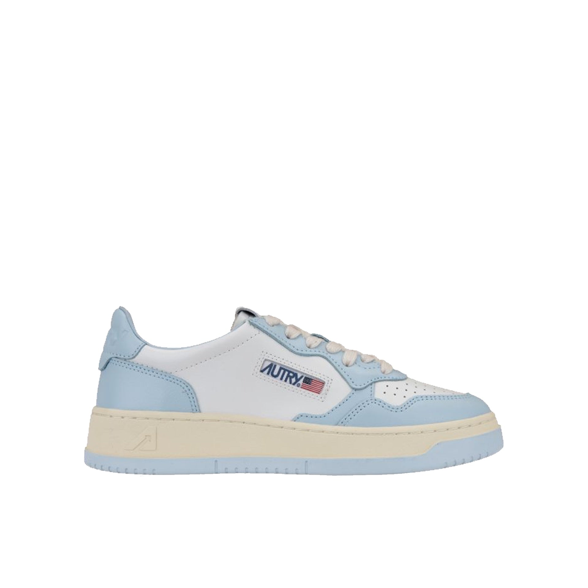Bicolore Leather Low-Top Sneakers With Lace-Up Fastening