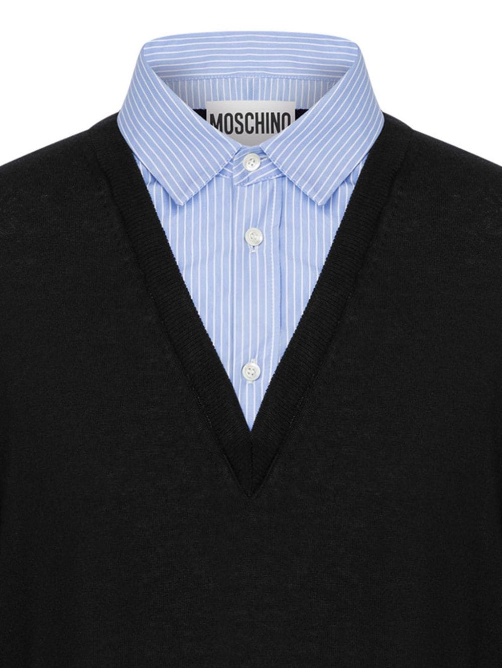 Layered Black Cotton-Cashmere Blend Sweater