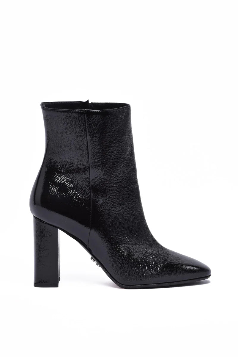 Patent Leather Ankle Boot - Black