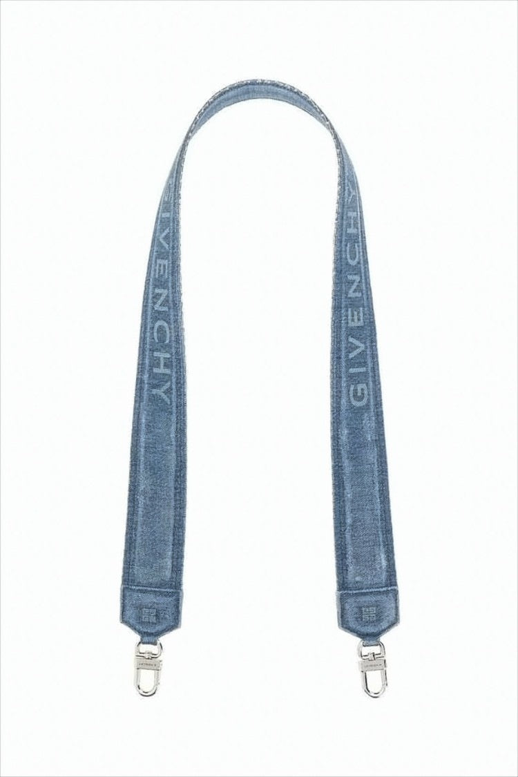 Denim Bag Strap with Silver-tone Hardware and Subtle Branding