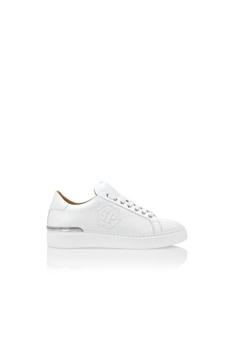 White Leather Sneakers with Cushioned Insole