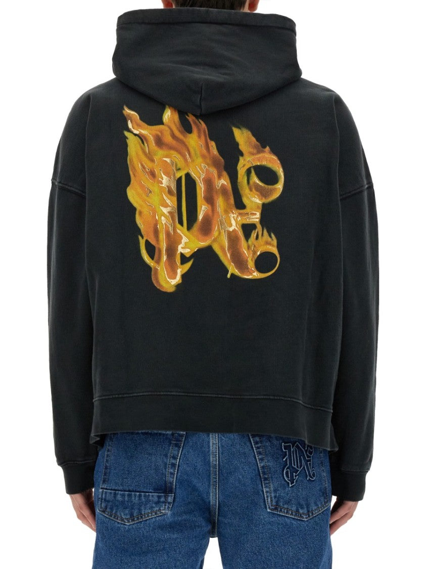 "Burning Monogram" Print Sweatshirt