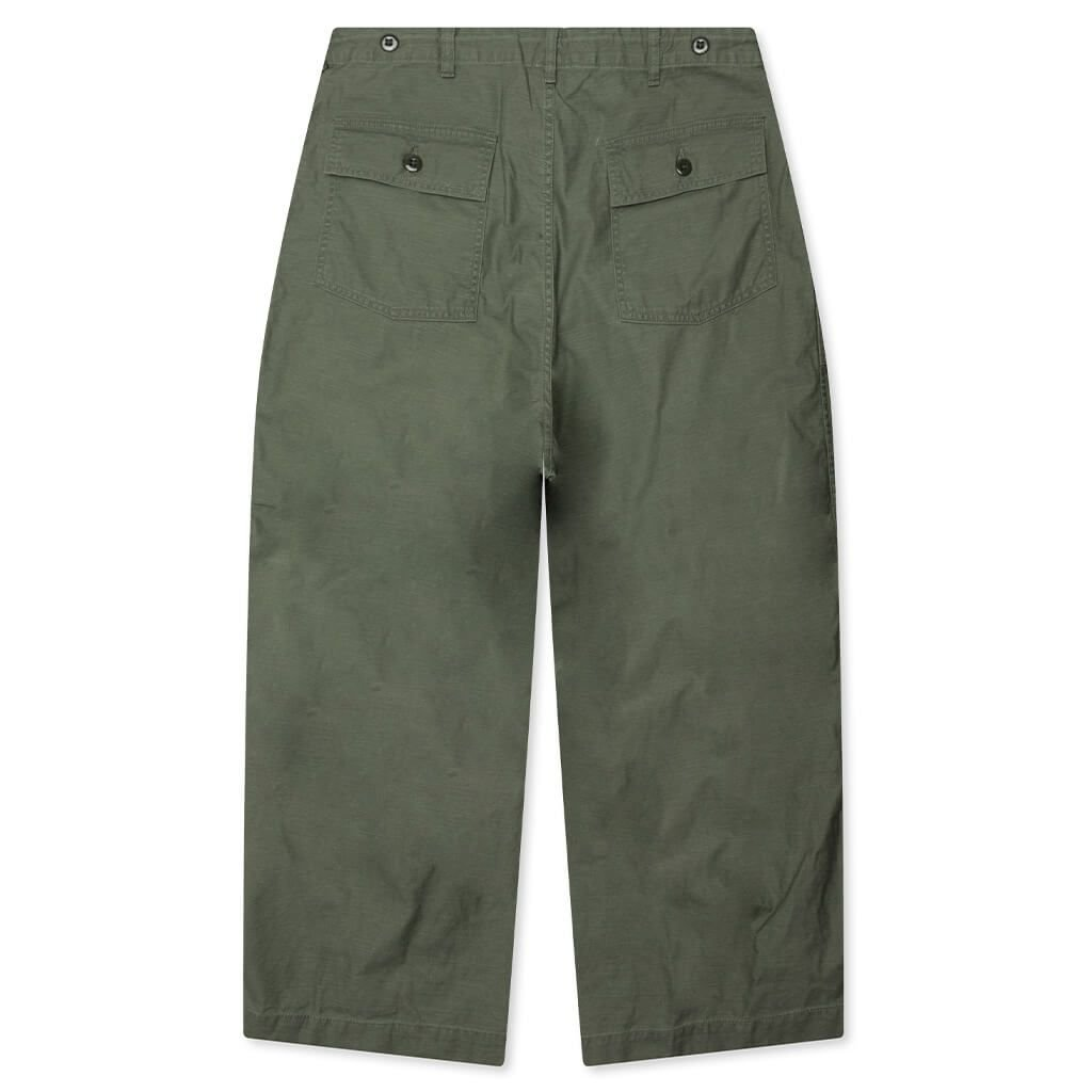 Relaxed-Fit Green Cotton Straight Pants