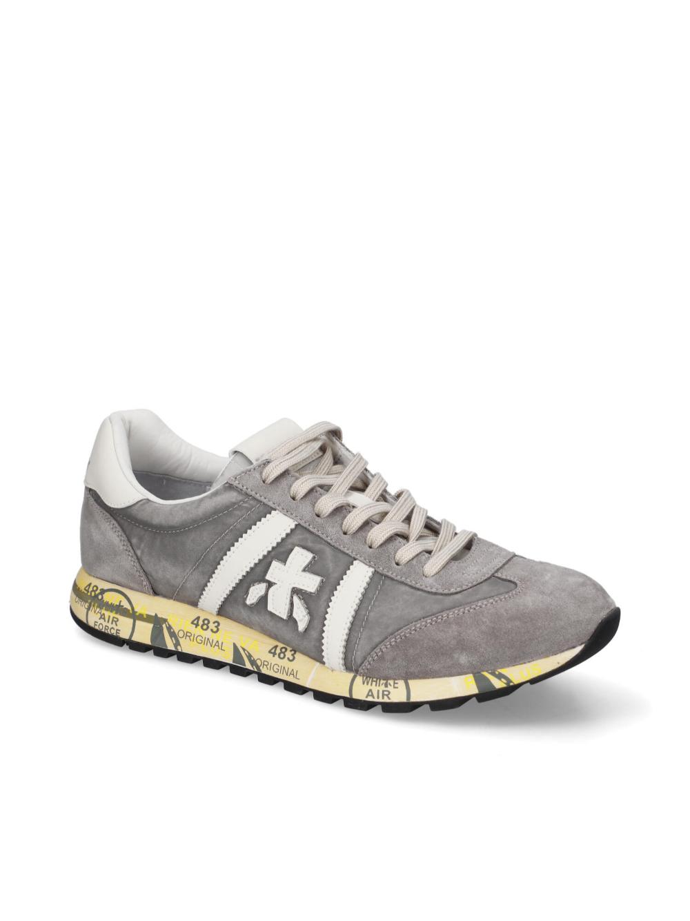 Stone Gray Nylon Suede Lace-Up Sneakers
