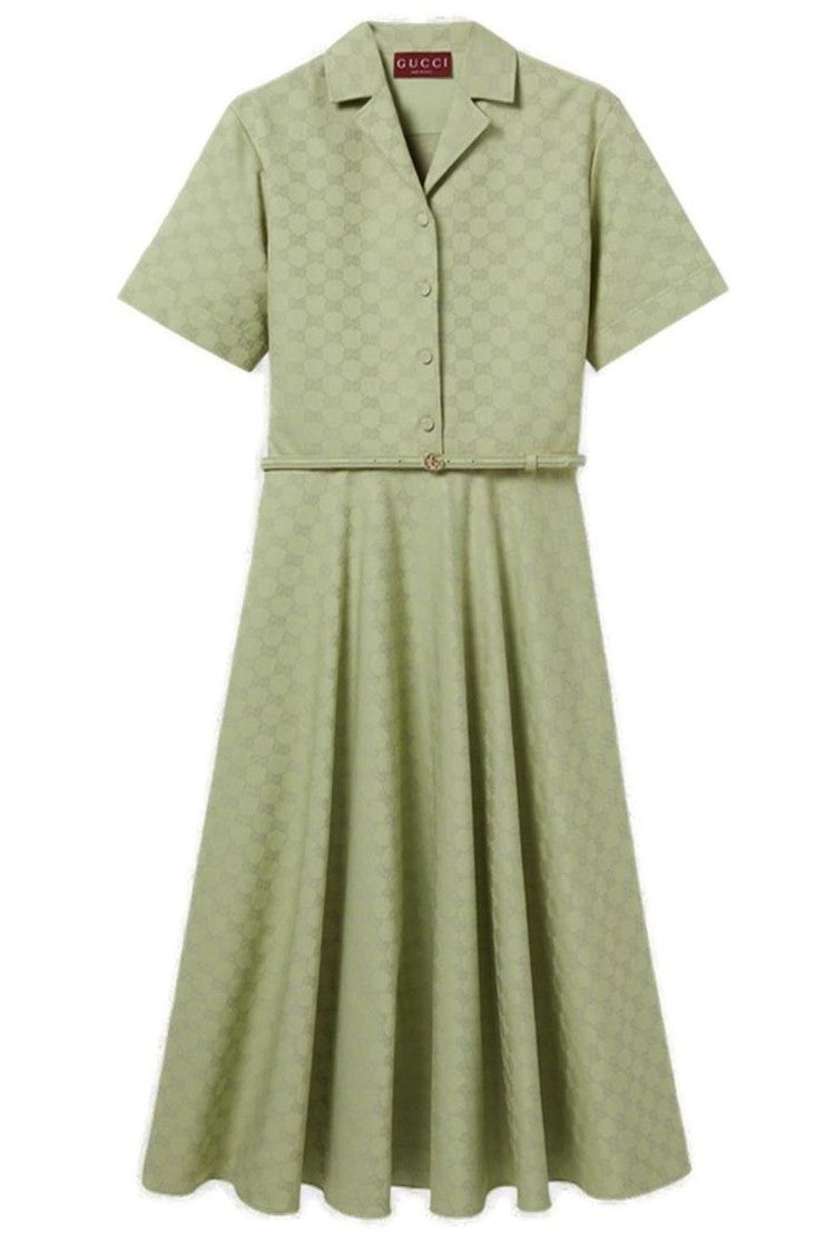 Midi-Length Dress with Fitted Waist