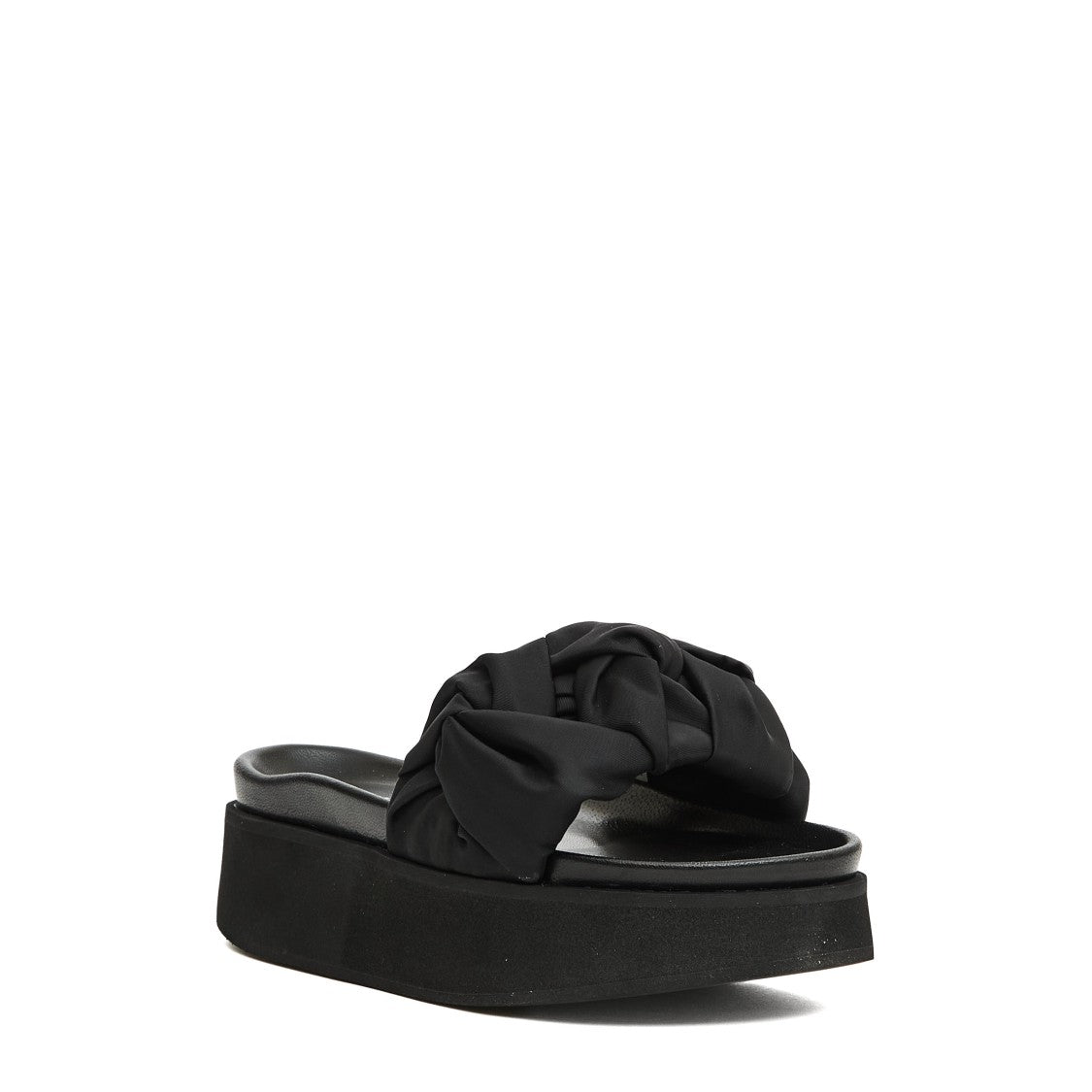 Black Platform Slipper With Fabric
