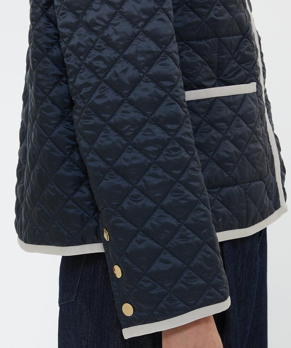 Quilted Blue Jacket with Diamond Pattern